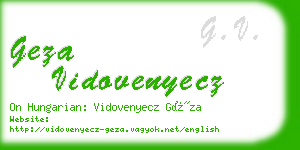 geza vidovenyecz business card